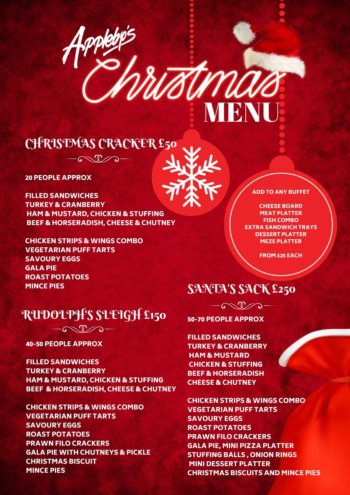 Christmas party menu